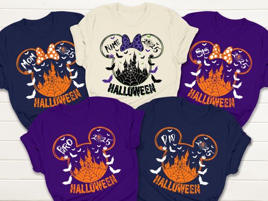 Discover Personalized Halloween Family Shirts 2025, Custom Halloween Matching Shirts, Disney Halloween Family Tees, Halloween Shirts for Mom Dad Kids