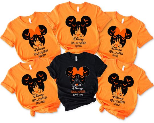 Discover Custom Disney 2025 Halloween Shirt, Disney Halloween Castle Shirt, Halloween Family Matching Shirts, Mickey and Minnie Halloween Shirts