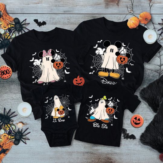 Discover Custom Disney Ghost Shirt,Mickey Spooky Season 2025 Tshirt,Mouse Scary Shirt, Mickey Cute Ghost Shirt, Not So Scary Pumpkin Halloween