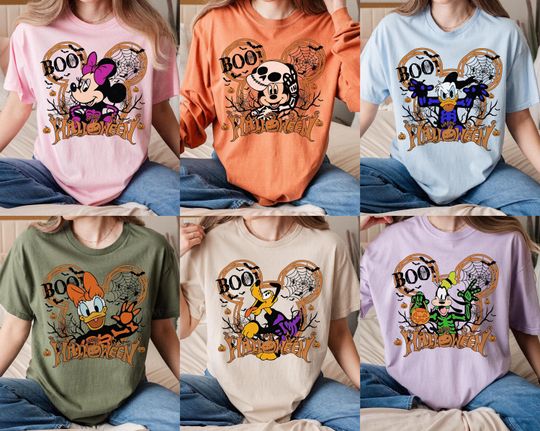 Discover Retro Disney Halloween All Characters Shirts, Mickey And Friends Halloween Shirts, Halloween Party Shirts, Disney Family Trip Halloween 2025
