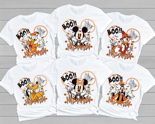 Discover Vintage Disney Halloween All Characters Shirts, Mickey And Friends Halloween Shirt, Halloween Party Shirt, Disney Family Trip Halloween 2025