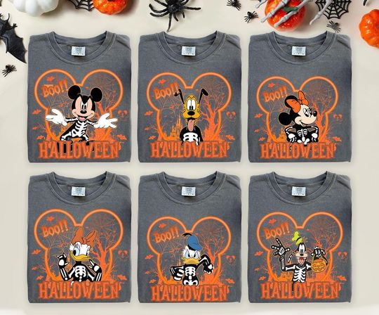 Discover Vintage Disney Halloween Shirts  Mickey & Friends, All Characters Tee, Halloween Party, Disney Family Trip 2025, Disney Halloween Shirts