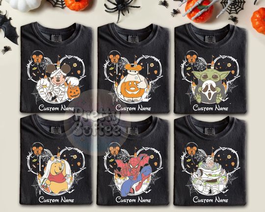 Discover Vintage Disney Halloween All Characters Shirts, Mickey And Friends Halloween Shirt, Halloween Party Shirts, Disney Family Halloween Shirts