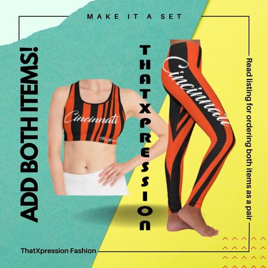 Fashion Cincinnati Leggings and Sports Bra Womens Activewear