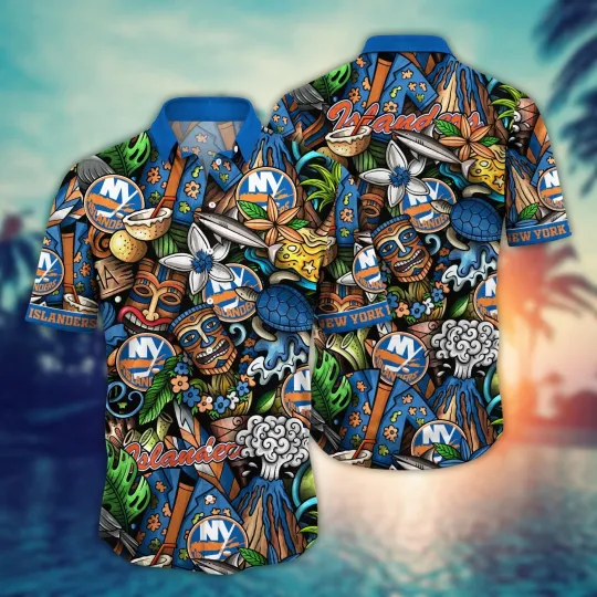 Discover New York Islanders Tropical Tiki Hawaiian Shirt aloha baseball fan shirt