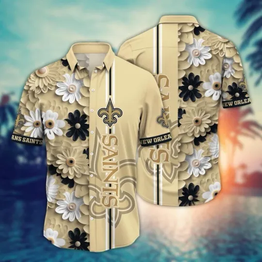 Discover New Orleans Saiintts Golden Petal Stripe Hawaiian Shirt, Gift for Fan