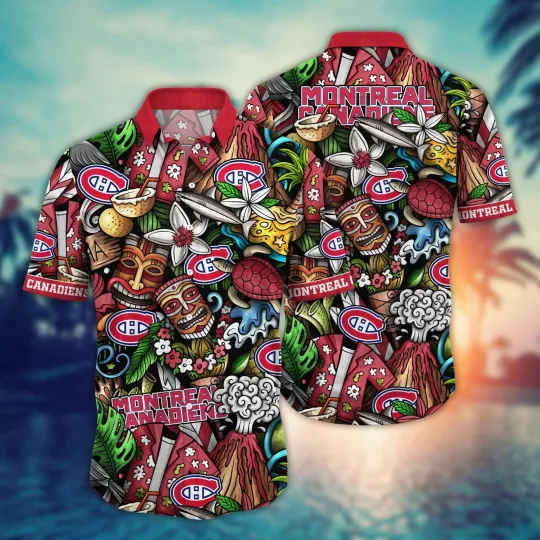 Discover Montreal Canadiens Tropical Tiki Hawaiian Shirt aloha baseball fan shirt