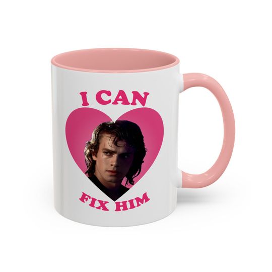 Discover I Can Fix Him Anakin Skywalker Pink Heart 2 Accent Coffee Mug (11oz)