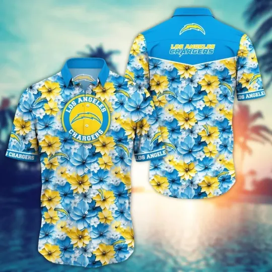 Discover Los Angeles Chargers Floral Paradise Hawaiian Shirt aloha baseball fan shirt