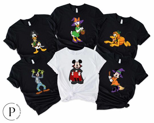 Discover Disney Halloween All Characters Matching T-Shirt, Mickey & Friends Halloween Shirt, Halloween Party Tee, Disney Family Halloween Sweatshirt