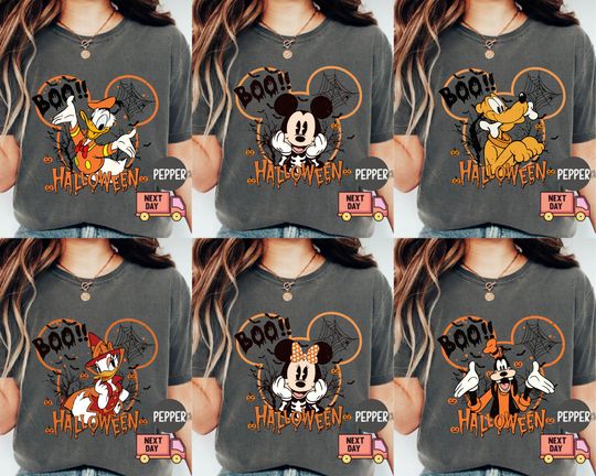 Discover Comfort Colors Vintage Disney Halloween All Characters Shirts, Mickey & Friends Halloween Shirt,Halloween Party Tee,Disney Family Trip 2025
