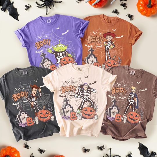 Discover Retro Spooky Toy Story Skeleton Halloween Shirts, Woody Skeleton Coquette Shirts, Disney Trip Halloween 2025, Disney Halooween Party 2025