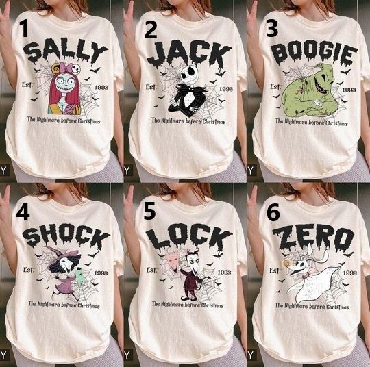 Retro Nightmare Before Christmas Characters Group Comfort Colors Shirt, Halloween Party Shirt, Disney Trip Tee, Disneyland Halloween Shirt