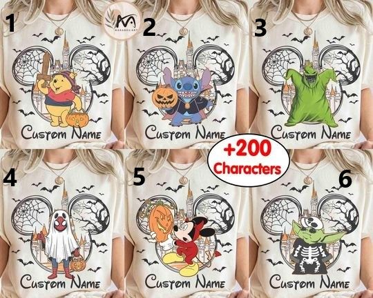 All Disney Characters Halloween Castle T-shirt, Mickey And Friends Halloween Shirt, Halloween Party Tee, Disneyland Family Matching 2025 Tee