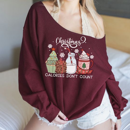 All-Over Print Oversized Women's Off-Shoulder Christmas Sweatshirt