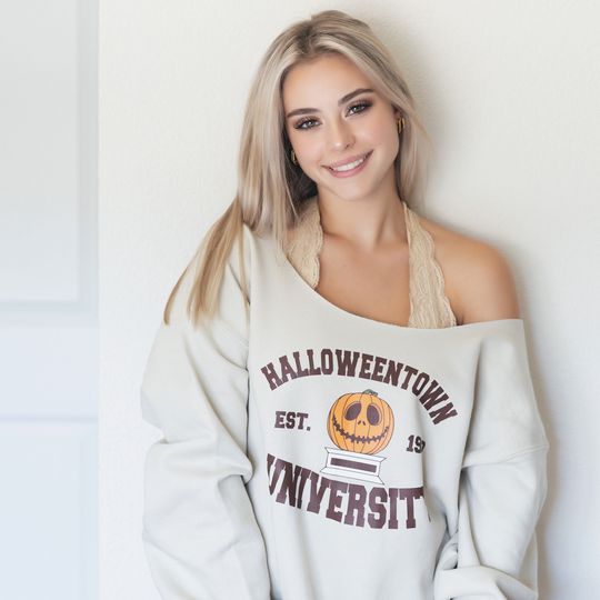 Halloween Off-Shoulder Oversized Women's Sweatshirt