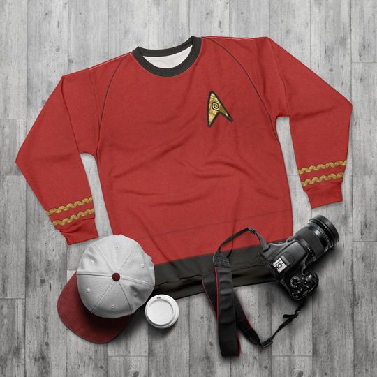 Starfleet Officer Red Uniform Long Sleeve Shirt, Science Costume