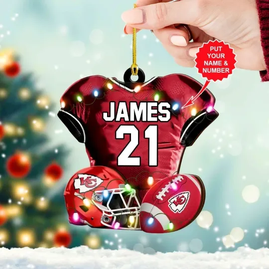 Discover Personalized Kansas City Football Team Chiefs Christmas Ornament Gift Decor