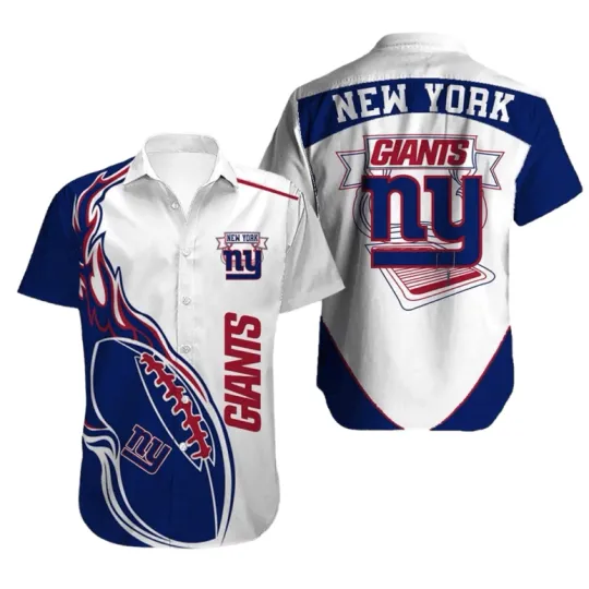 Discover New York Giiantts Flaming Football Hawaiian Shirt , Gift for Fan