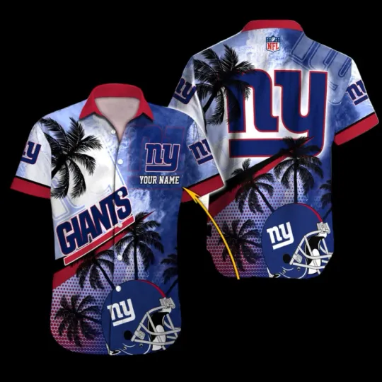 Discover Personalized New York Giiantts Palm Breeze Hawaiian Shirt, Gift for Fan