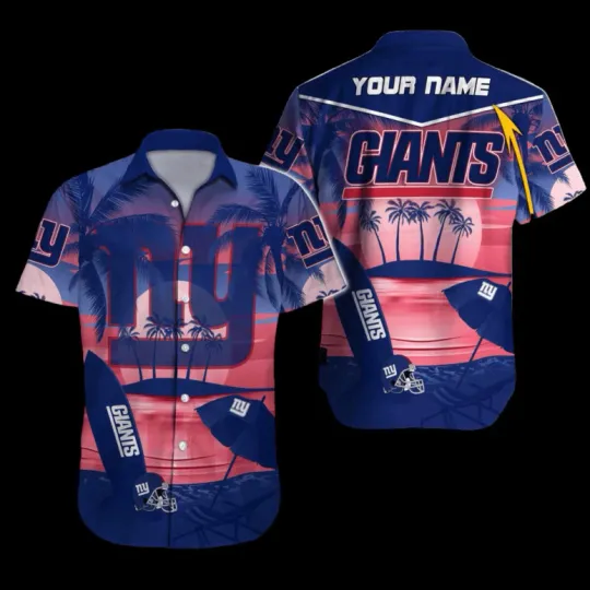 Personalized New York Giiantts Sunset Paradise Hawaiian Shirt, Gift for Fan
