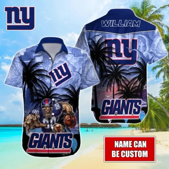 Personalized New York Giiantts Storm Tackle Hawaiian Shirt, Gift for Fan