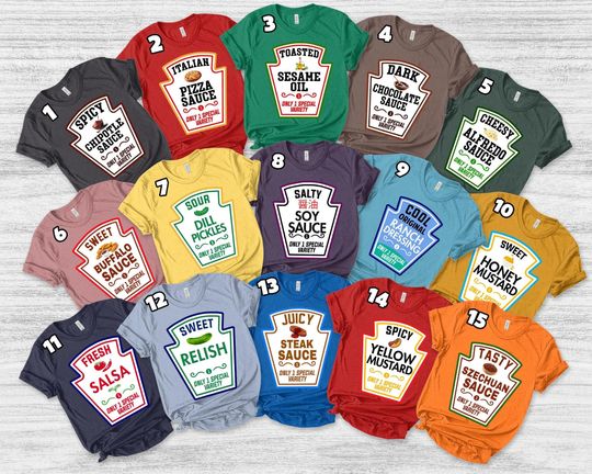 Group Condiments Shirts, Matching Condiment Halloween Costume Party Shirt, 2025 Halloween Family Costume Tshirt
