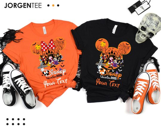 Discover Disney Halloween 2025 Vacation Shirt, Personalized Mickey Minnie Matching Tee, Spooky Family Trip Custom Shirt, Custom Halloween Family Tee