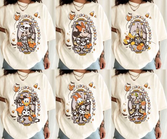 Vintage Disney Halloween Characters Shirts, Mickey And Friends Halloween Shirt, Halloween Party Shirts, Disney Family Halloween Shirts
