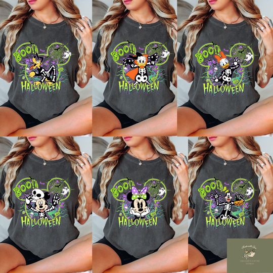 Discover Vintage Disney Halloween All Characters Shirts, Mickey And Friends Halloween Shirt, Halloween Party, Disney Family Halloween Shirts