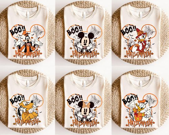 Discover Vintage Disney Halloween All Characters Shirts, Mickey And Friends Halloween Shirt, Halloween Party Shirt, Disney Family Trip Halloween 2025