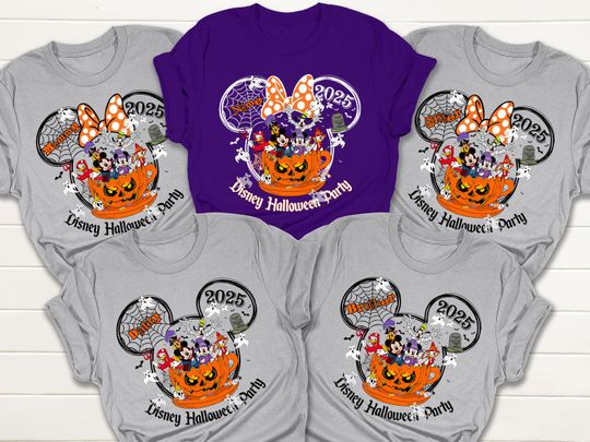 Discover Disney Halloween Party 2025 Shirt, Mickey and Friends Halloween Pumpkin Shirts, Custom Halloween Group Matching Shirts, Disney Kids Boo Tees