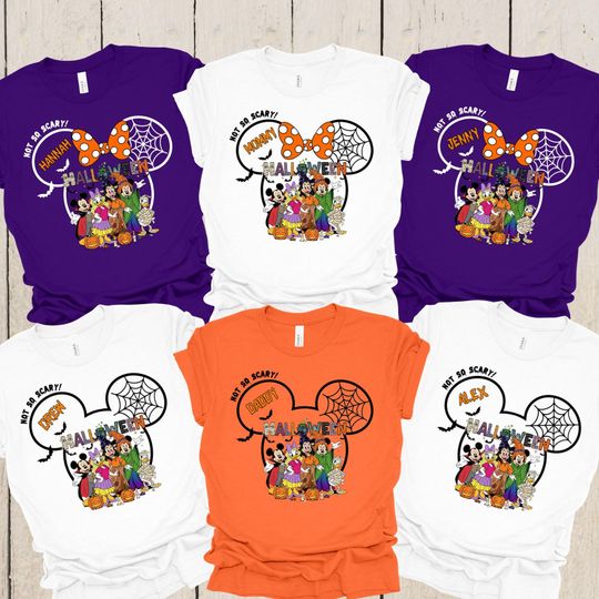 Discover Matching Disney 2025 Halloween Tee, Custom Disney Halloween Shirt, Halloween Family Shirt, Personalized Not So Scary Halloween Group Shirt
