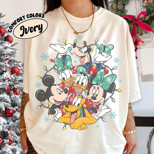 Retro Disney Christmas Shirt, Mickey Mouse Holiday Lights Shirt, Disney Family Christmas Shirt, Christmas Group Shirt, Disney Holiday Shirts