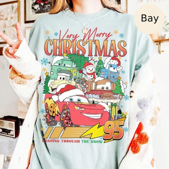 Discover Retro Disney Cars Christmas Shirt, Cars Land Shirt, Cars Movie Christmas Shirt, Pixar Shirt, Lightning Mcqueen Shirt, Disney Christmas Shirt