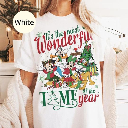 Discover Vintage tI's The Most Wonderful Time of The Year Disney Christmas shirt, Mickey and Friends Christmas Shirt, Mickey's Very Merry Christmas