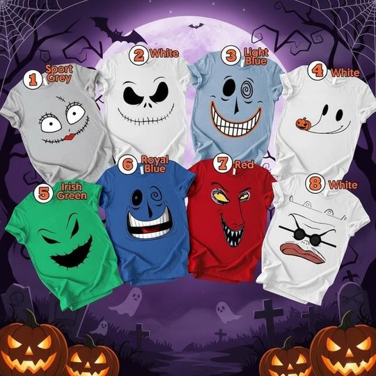 Discover Spooky Face Halloween Shirt | Funny Scary Costume Tee 2025 | Retro Creepy Parody Top | Family Matching Outfit | Group Trick or Treat Shirt