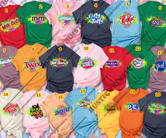 Discover Funny Candy Halloween Shirt | Retro Sweet Costume Tee 2025 | Colorful Parody Top | Family Matching Outfit | Candy Lover Group Squad Tee