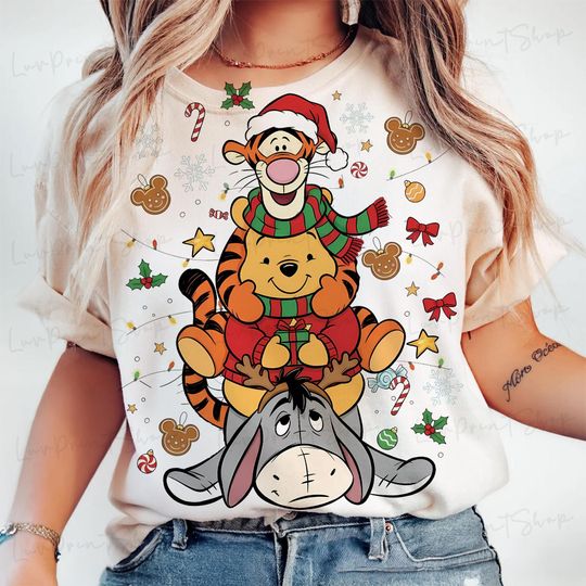 Retro Pooh Christmas Shirt , Pooh Christmas , Holiday Shirt , Christmas,Winnie The Pooh