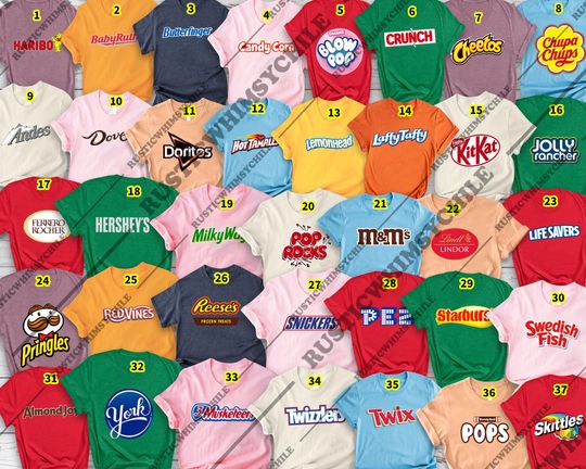 Discover Candy Squad Halloween Shirt | Funny Sweet Costume Tee 2025 | Retro Snack Parody Top | Family Matching Outfit | Colorful Group Trick or Treat