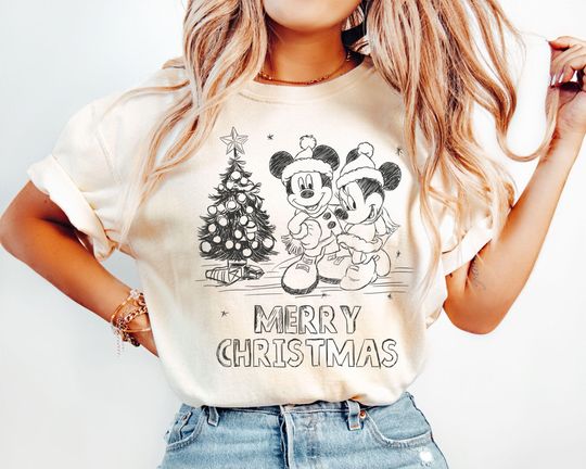 Discover Retro Disney Christmas Santa Mickey and Friends Christmas Lights Shirt, Mickey's Very Merry Xmas Shirt, Disneyland Christmas Matching Tee
