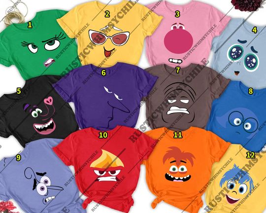 Discover Funny Emotion Face Halloween Shirt | Family Matching Costume Tee 2025 | Inside Out Inspired Top | Group Outfit Idea | Colorful Squad Shirt