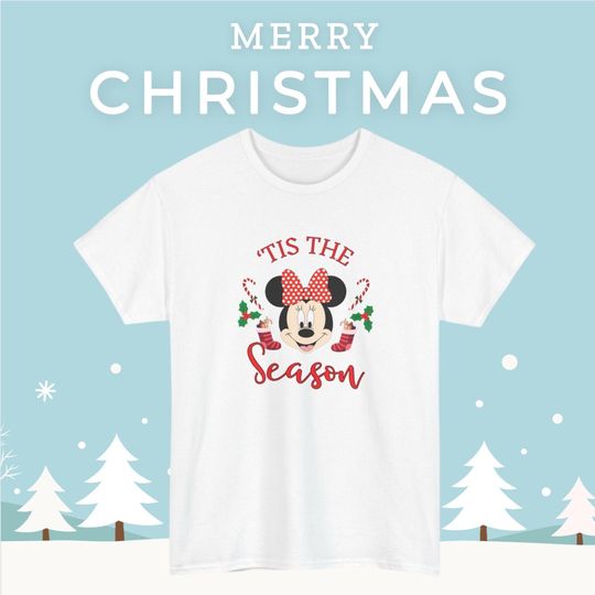 Festive Christmas Minnie Mouse Disney Tshirt, Holiday Unisex Tee, Festive Disney Shirt, Christmas Gift, Disney Christmas Shirt, Holiday