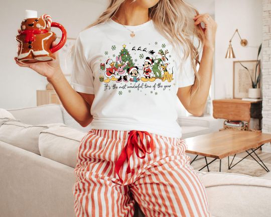 Discover Vintage It's The Most Wonderful Time of The Year Disney Christmas Shirt,Cartoon Mickey and Friends Christmas Party 2025,Mickey & Friends WDW