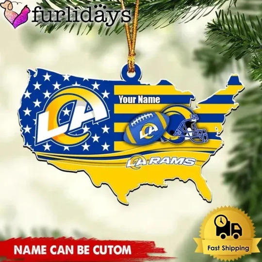 Personalized Los Angeles Football Team Rams Christmas Ornament Gift Decor