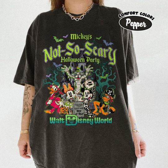 Discover Vintage Mickeys Not So Scary 2025 Halloween Shirt, Mickey & Friends Skeleton Pumpkin Tee, WDW Disney Family Matching Shirt, Disney Trip Tee