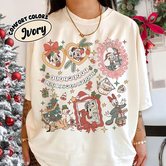 Retro Coquette Bow Mickey and Friends Santa Disney Christmas Shirt, Mickey's Very Merry Christmas Tee Disney Trip Tee, Gingerbread Christmas