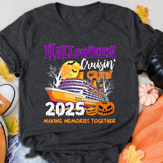 Discover Custom Halloween Cruise 2025 Shirt, Personalized Halloween Cruise Tee Shirt, Family Halloween Cruise Shirt, Halloween Family Vacation Shirt