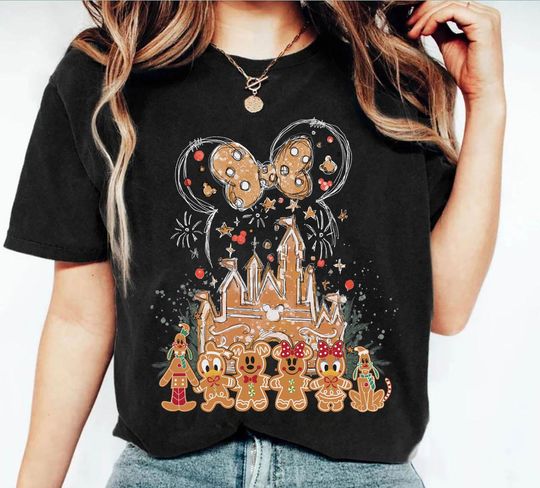 Mickey and Friends Gingerbread Disney Comfort Colors Shirt, Disney Christmas Gingerbread Shirt, Mickey Friends Gingerbread Cookie T Shirt