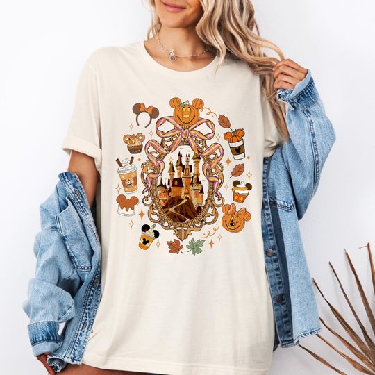 Discover Coquette Bow Disney Castle Halloween Tee, Mickey's Not So Halloween Party Shirt, Spooky Season Tee, Girls Trip Matching Shirt, Magic Castle
